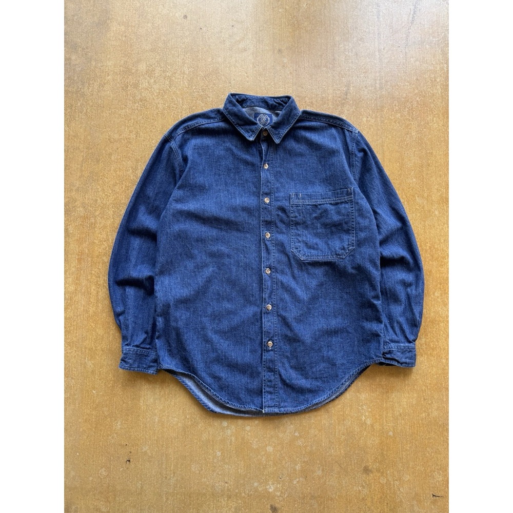 VTG 90s GAP Pioneer Authentic Denim Dark Wash Button Up Shirt Workwear (S)